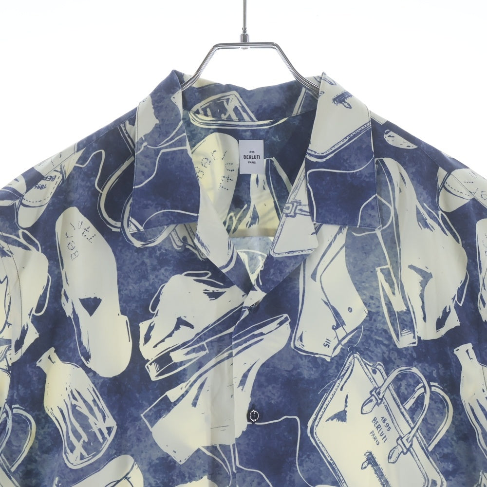 Berluti(ベルルッティ) シルク総柄半袖シャツ R26HCS43SBHK ホワイト/ブルー