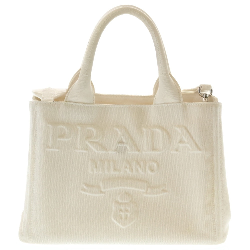 PRADA(プラダ) ロゴ 三角プレート付き キャンバス2WAYハンドバッグ 