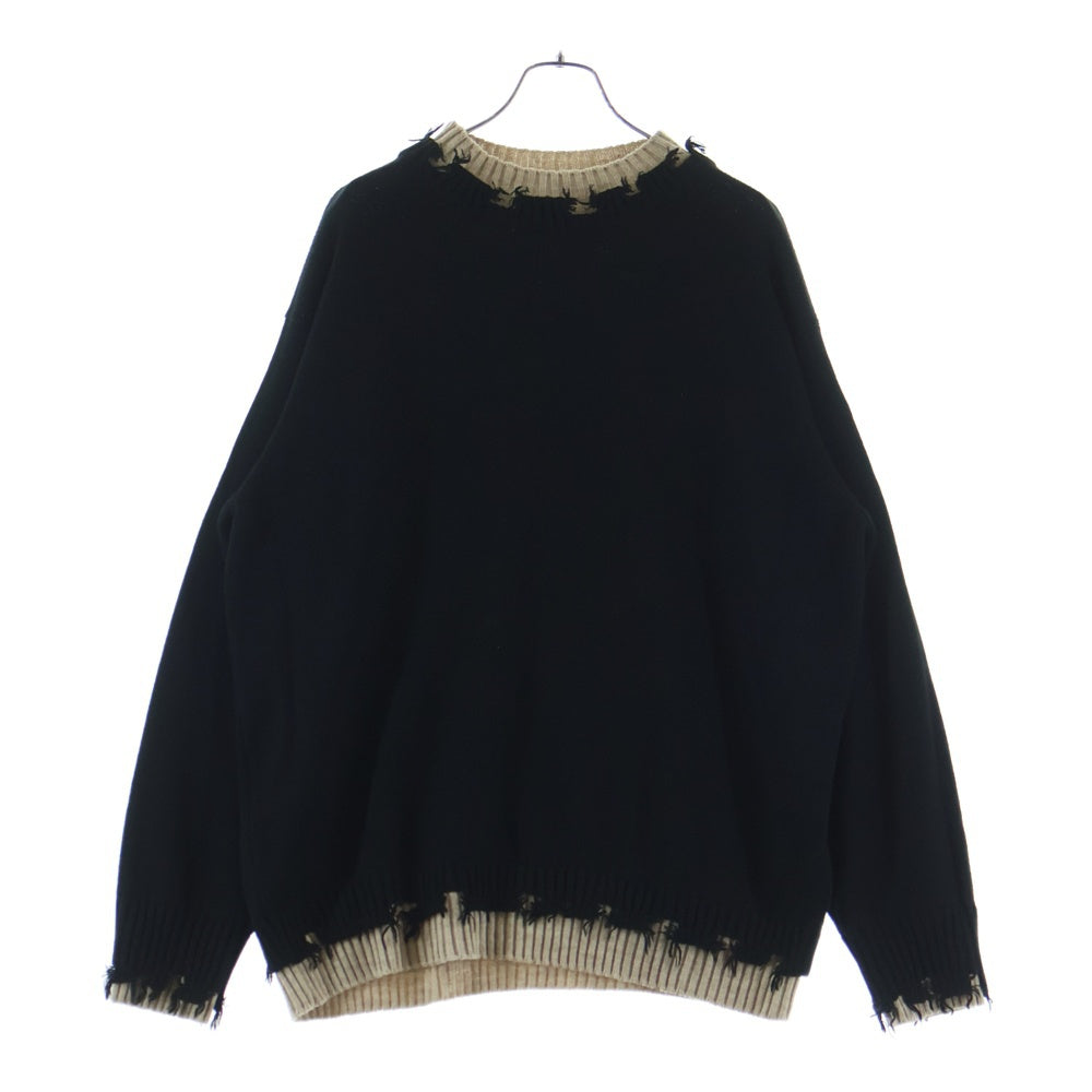 s'yte(サイト) Acrylic Knit Sweaterダメージ加工 長袖ニットセーター ブラック UM-K09-622-3