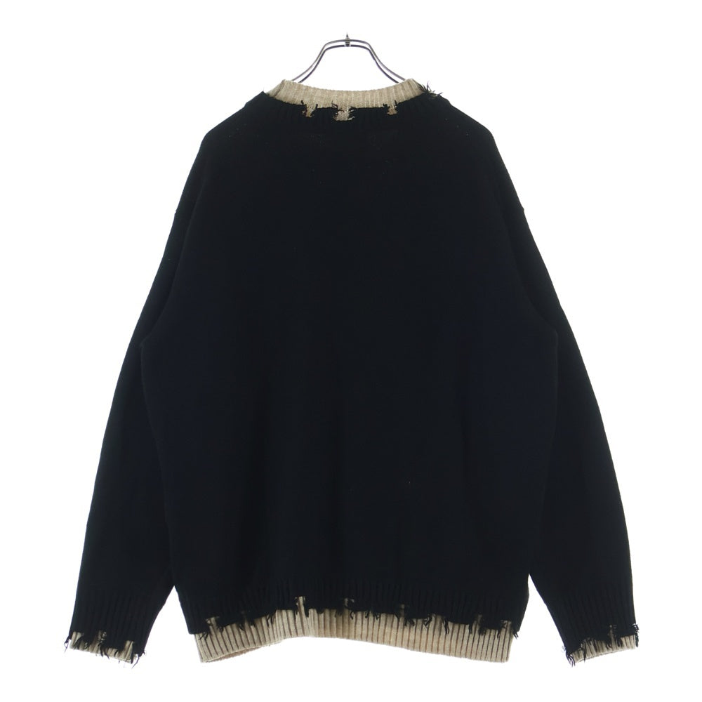 s'yte(サイト) Acrylic Knit Sweaterダメージ加工 長袖ニットセーター ブラック UM-K09-622-3