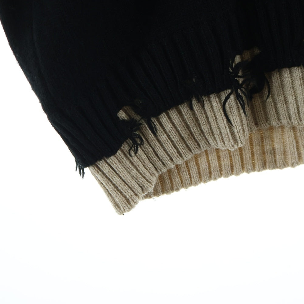 s'yte(サイト) Acrylic Knit Sweaterダメージ加工 長袖ニットセーター ブラック UM-K09-622-3