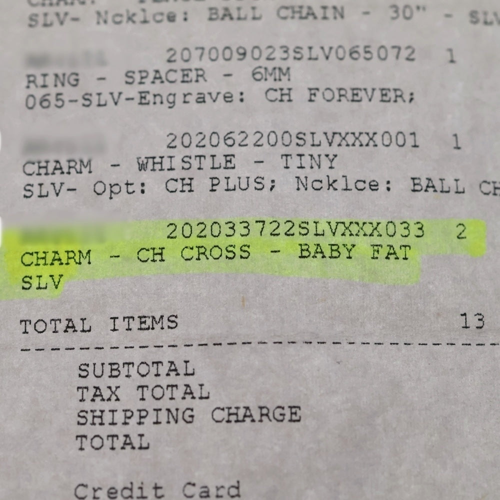 CHROME HEARTS(クロムハーツ) CRS BBYFAT ベイビーファットクロス ペンダントトップ シルバー BCA237