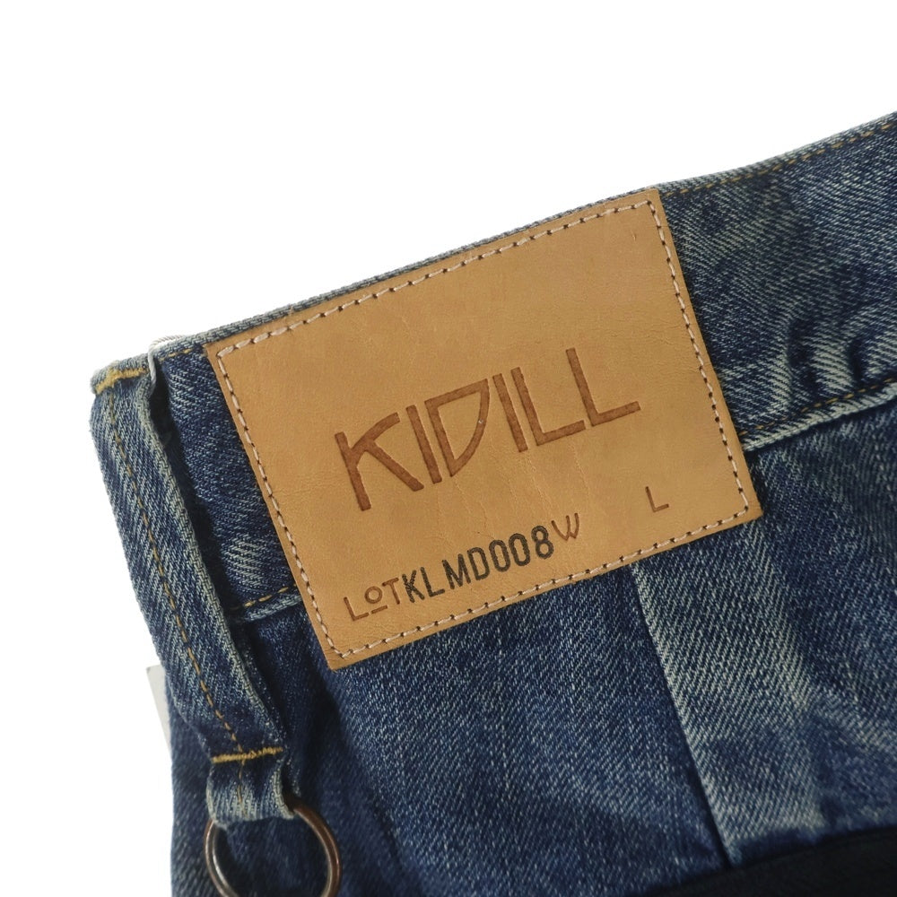 KIDILL(キディル) ×MINEDENIM WIDE ZIP & STRAPS DENIM PANTS-DISTRESSED DENIM KLMD-008 ワイドジップ ストラップデニムパンツ インディゴ