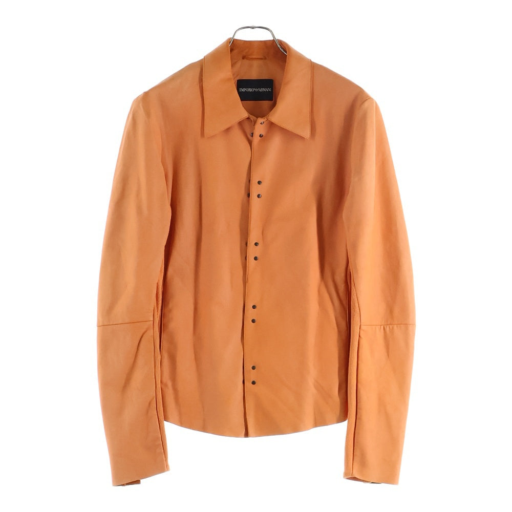EMPORIO ARMANI(エンポリオアルマーニ) リブ切替ホックレザージャケット オレンジ