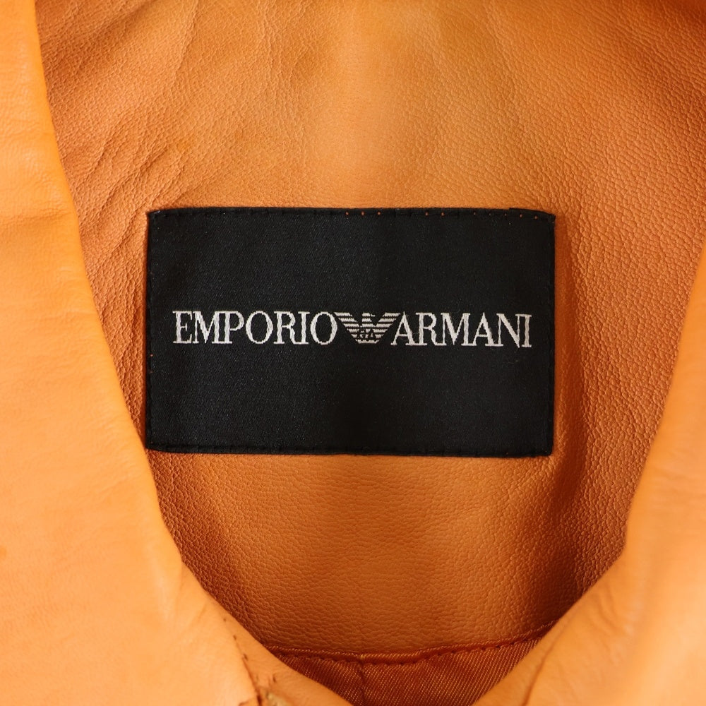 EMPORIO ARMANI(エンポリオアルマーニ) リブ切替ホックレザージャケット オレンジ