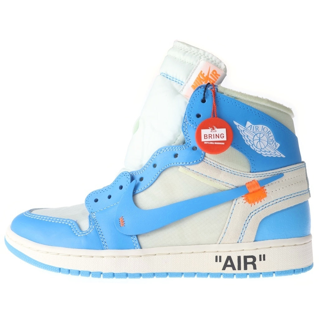 NIKE(ナイキ) ×OFF-WHITE AIR JORDAN 1 POWDER BLUE UNC AQ0818-148 オフホワイト エアジョーダン1 パウダーブルー ハイカットスニーカー ホワイト/ブルー US10/28.0cm