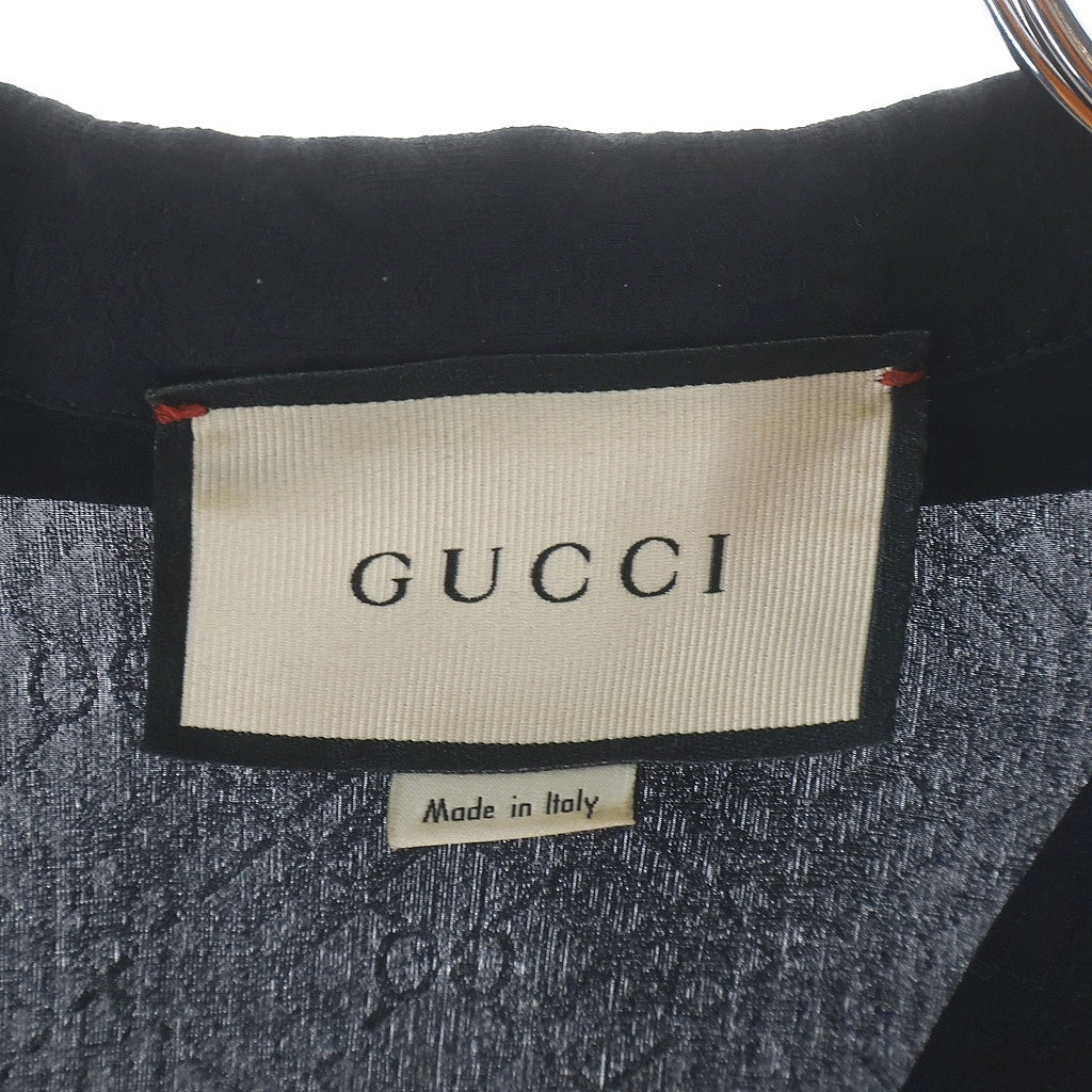 GUCCI(グッチ) GG Printed Silk Shirt 623156 ZADWP GGプリント シルク半袖シャツ ブラック