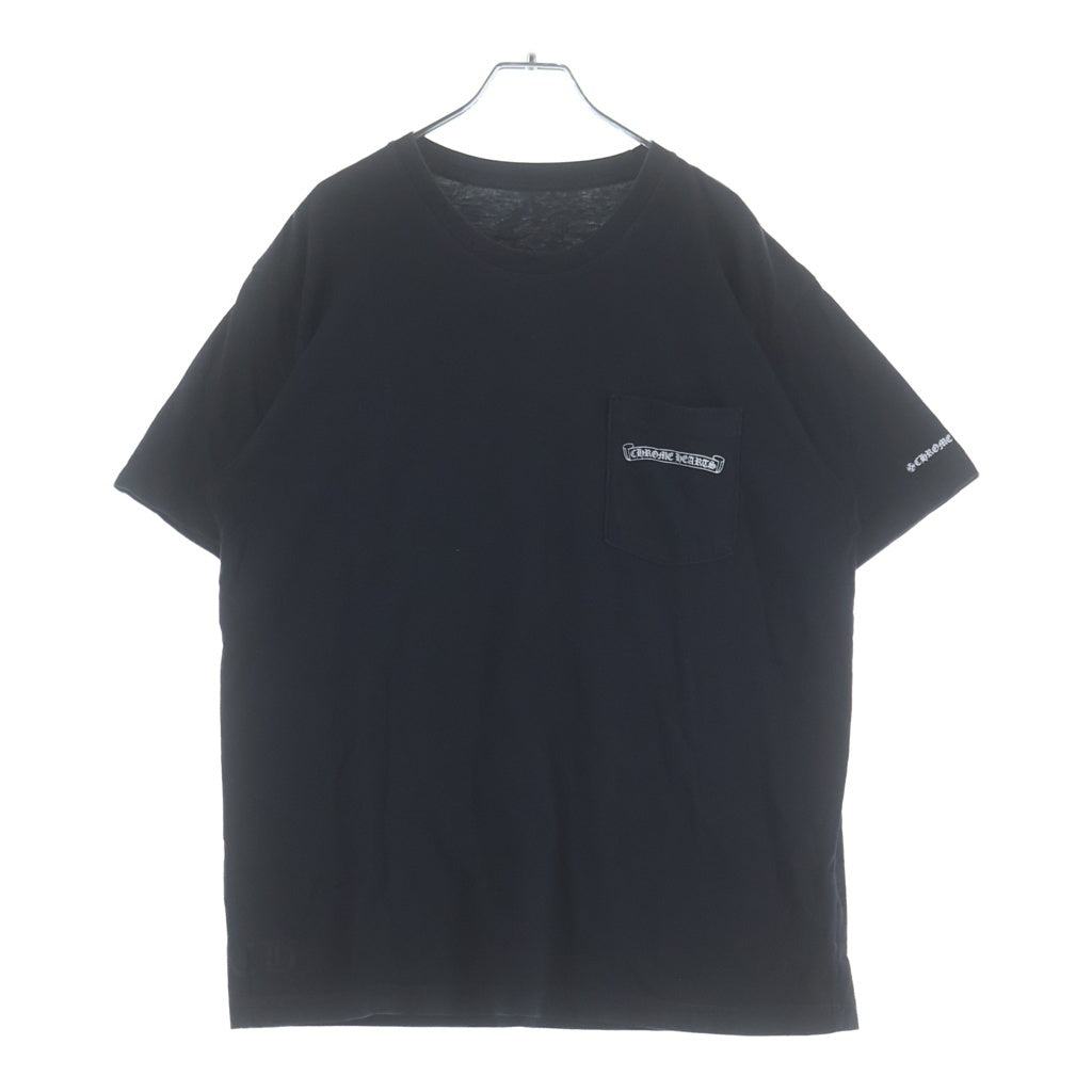 CHROME HEARTS(クロムハーツ) SCROLL LABEL T-SHIRT スクロールラベルプリント クルーネック ポケット 半袖Tシャツカットソー ブラック