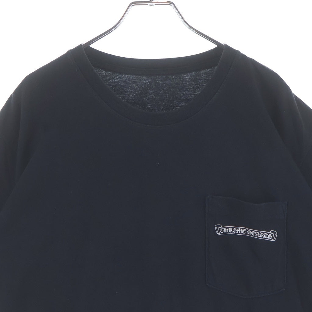 CHROME HEARTS(クロムハーツ) SCROLL LABEL T-SHIRT スクロールラベルプリント クルーネック ポケット 半袖Tシャツカットソー ブラック