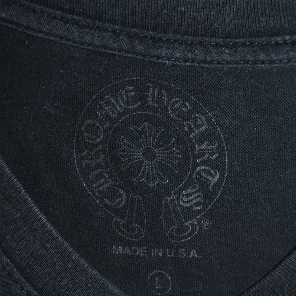 CHROME HEARTS(クロムハーツ) SCROLL LABEL T-SHIRT スクロールラベルプリント クルーネック ポケット 半袖Tシャツカットソー ブラック