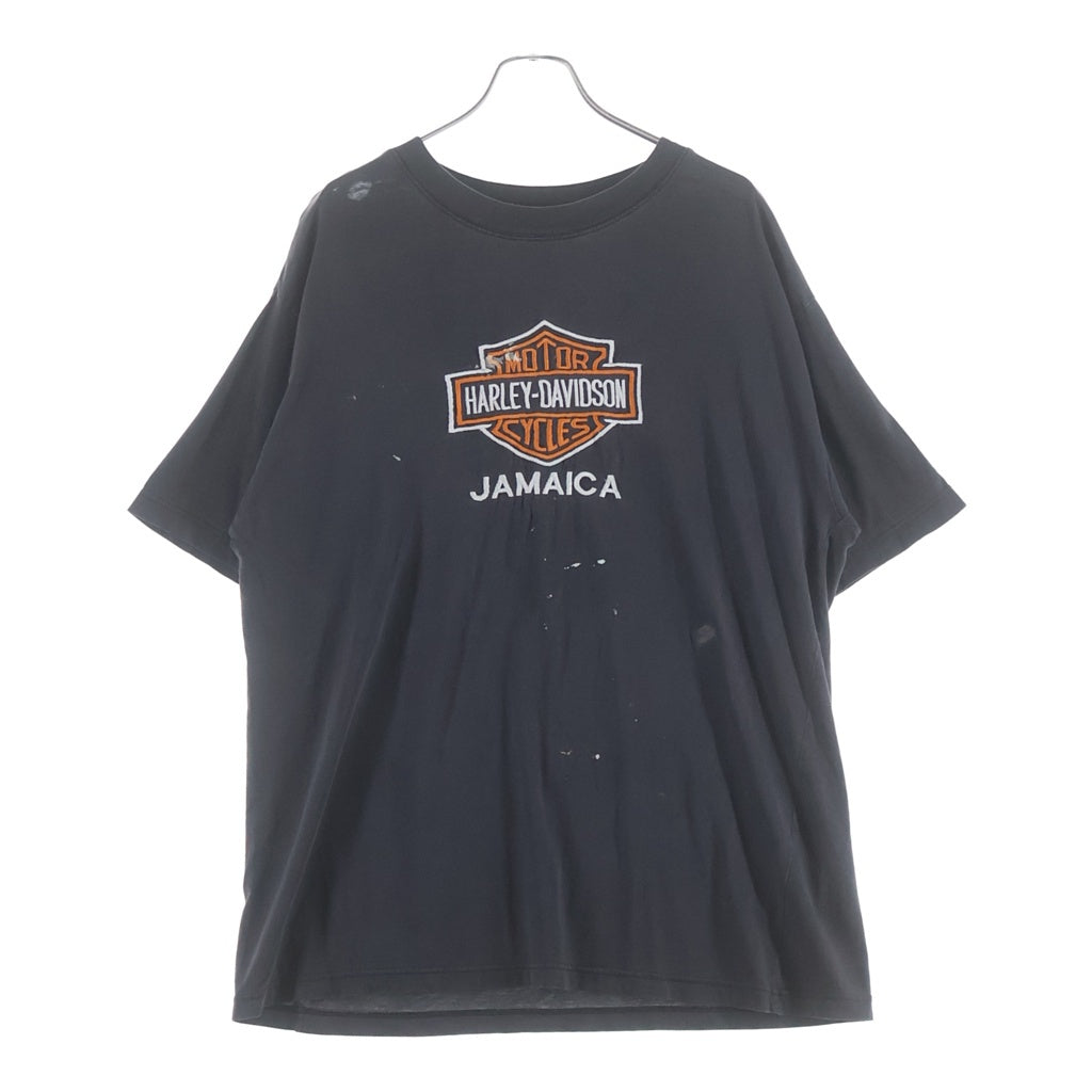 HARLEY DAVIDSON(ハーレーダビッドソン) 00S JAMAIC ジャマイカ 刺繍ロゴ Tシャツ ブラック