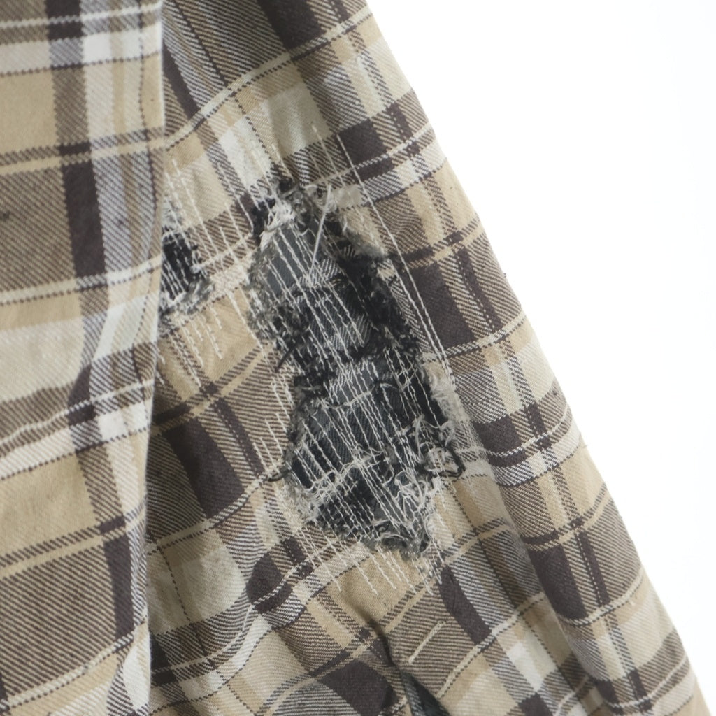 KAMIYA(カミヤ) 25AW Crazy Pattern Check Shirt クレイジーパターン 長袖チェックシャツ ベージュ