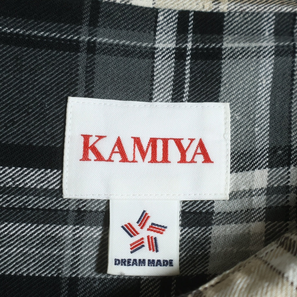 KAMIYA(カミヤ) 25AW Crazy Pattern Check Shirt クレイジーパターン 長袖チェックシャツ ベージュ