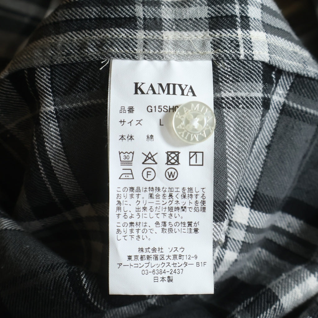 KAMIYA(カミヤ) 25AW Crazy Pattern Check Shirt クレイジーパターン 長袖チェックシャツ ベージュ
