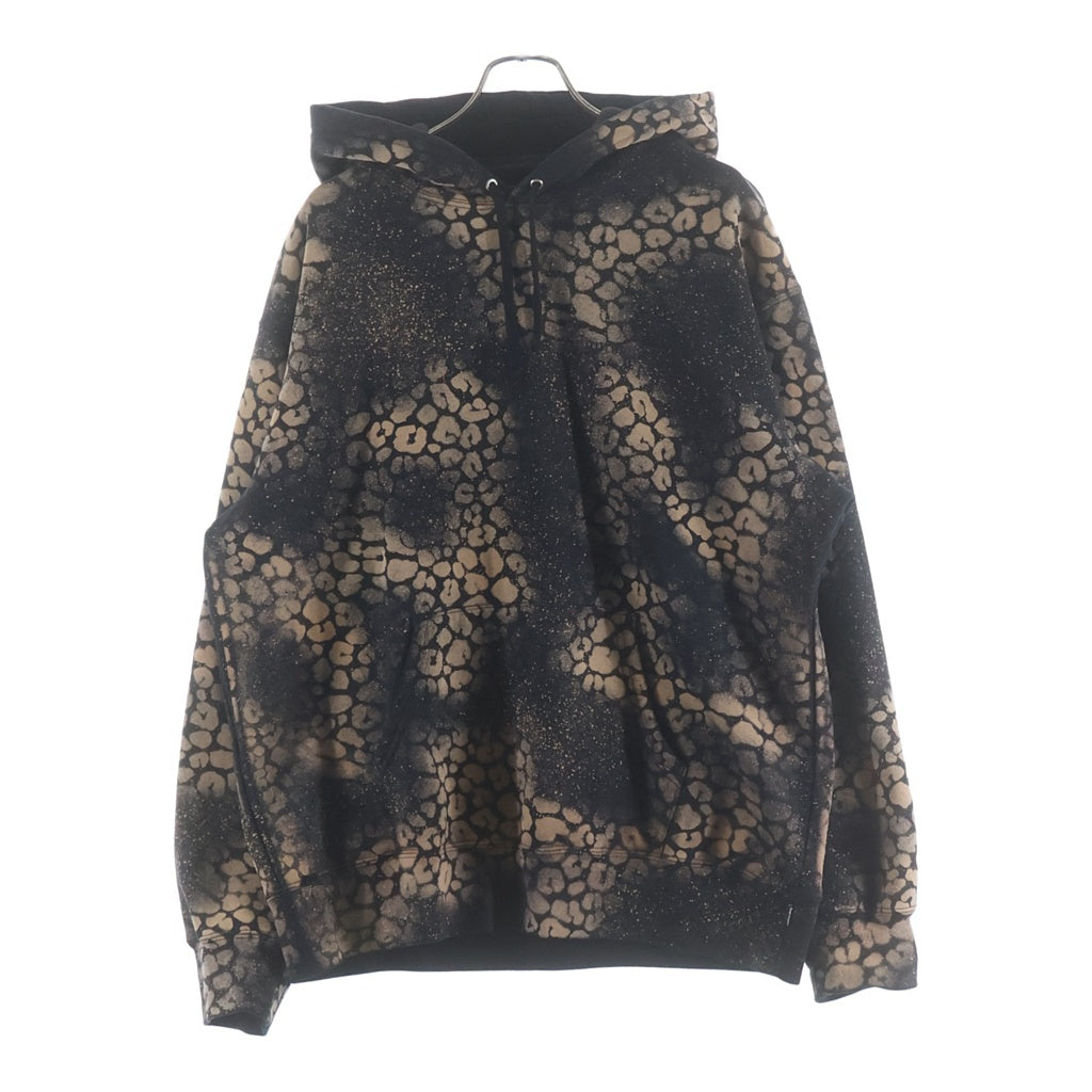 SUPREME(シュプリーム) 21AW Bleached Leopard Hooded 総柄 プルオーバーパーカー ブラック