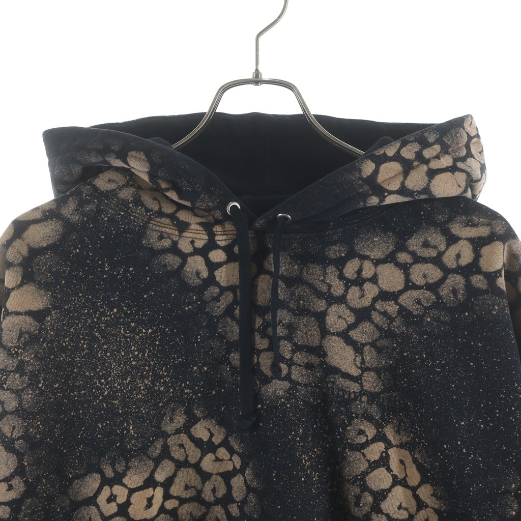 SUPREME(シュプリーム) 21AW Bleached Leopard Hooded 総柄 プルオーバーパーカー ブラック