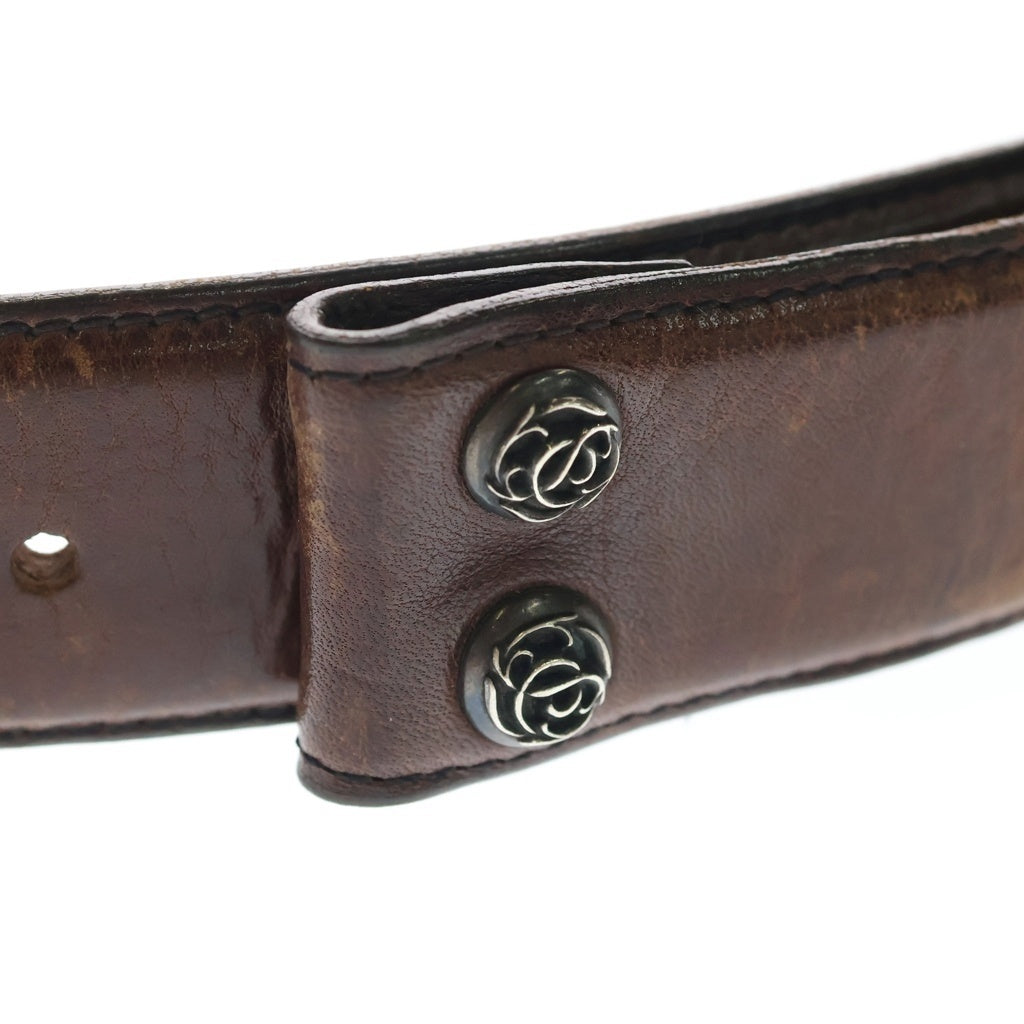 CHROME HEARTS(クロムハーツ) 1.5 STRAP 1.5インチ フローラルリベッツ レザーベルトストラップ ブラウン