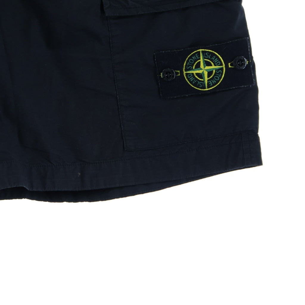 STONE ISLAND(ストーンアイランド) 24SS COMPASS CARGO SHORTS 8015L1803 ロゴパッチバミューダショーツ カーゴハーフパンツ ブラック