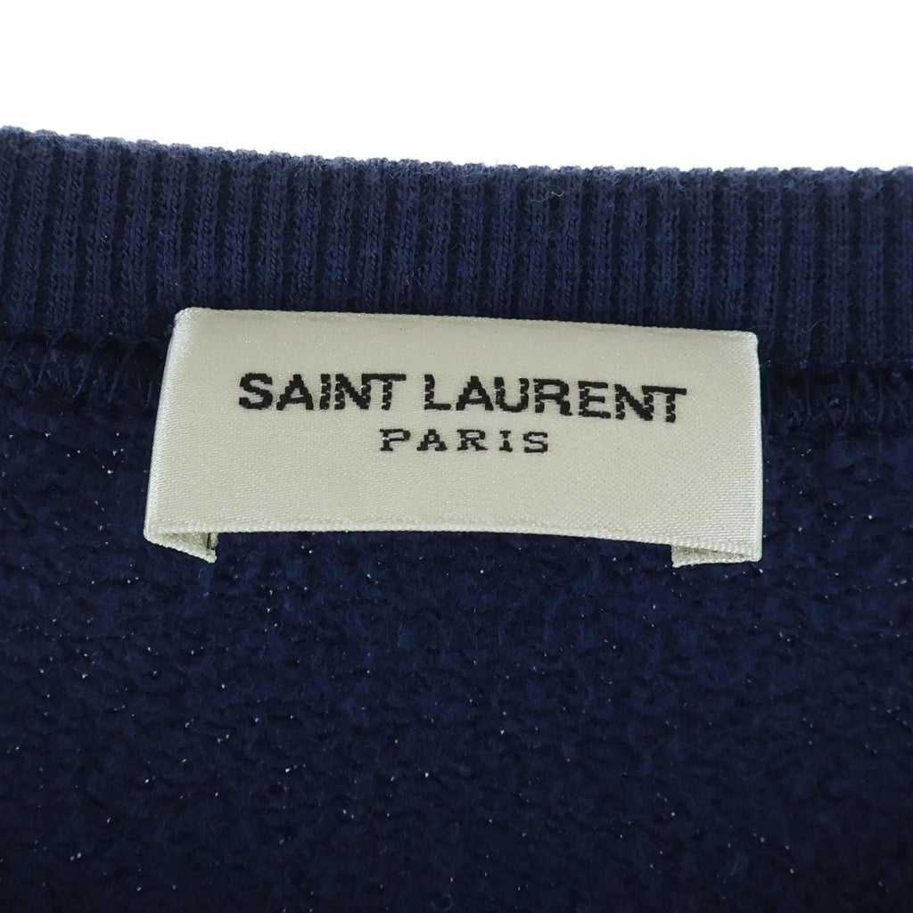 SAINT LAURENT PARIS(サンローランパリ) 21AW YSL フロントロゴ クルーネックスウェットトレーナー 666979 Y36IP ネイビー
