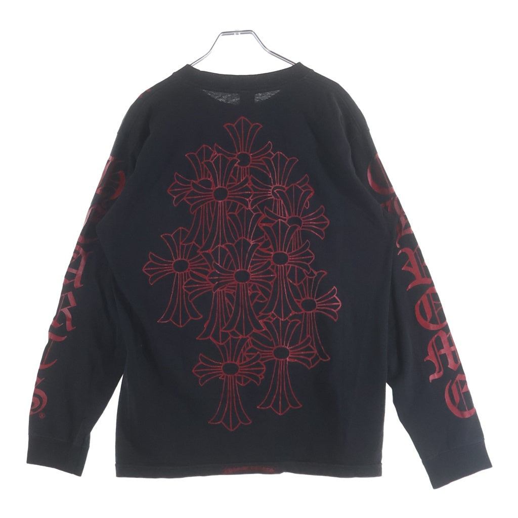 CHROME HEARTS(クロムハーツ) Back Cemetery Cross Vine Dagger Print L/S Tee バックセメタリー 袖CH ヴァインダガープリント長袖Tシャツ ブラック/レッド