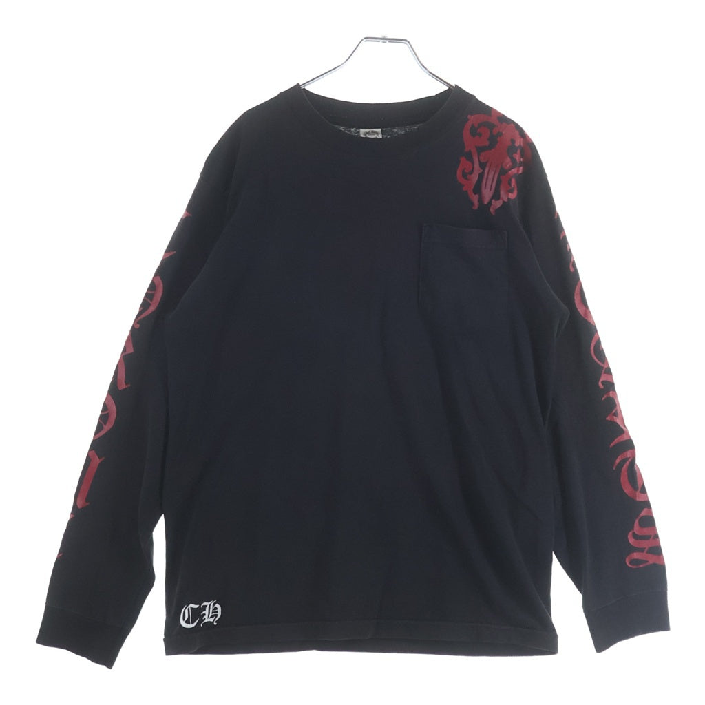 CHROME HEARTS(クロムハーツ) Back Cemetery Cross Vine Dagger Print L/S Tee バックセメタリー 袖CH ヴァインダガープリント長袖Tシャツ ブラック/レッド