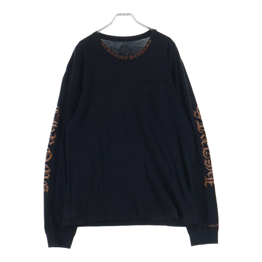 CHROME HEARTS(クロムハーツ) Neck Logo L/S Tee ネックロゴプリント長袖Tシャツ ブラック/ブラウン
