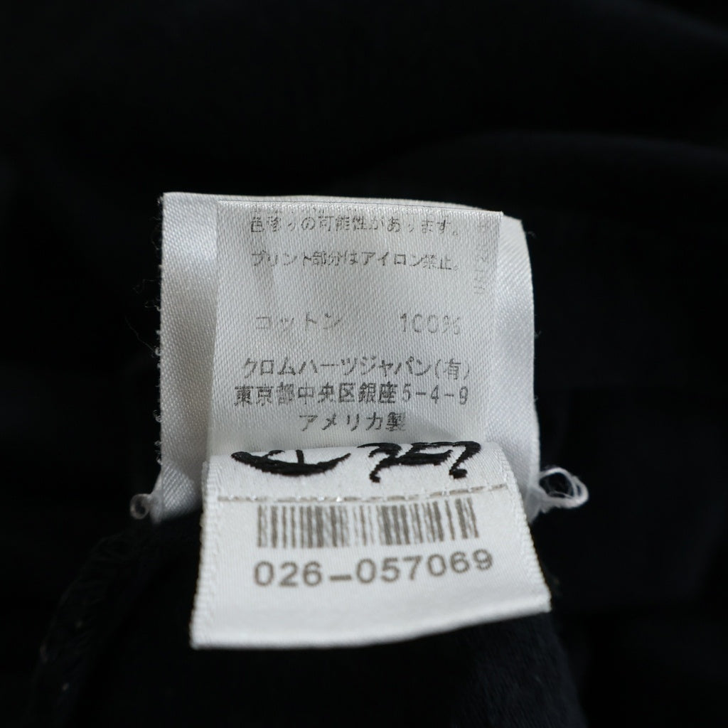 CHROME HEARTS(クロムハーツ) Neon Pink Stripe Logo ストライプロゴ プリント 長袖Tシャツ カットソー ブラック/ピンク