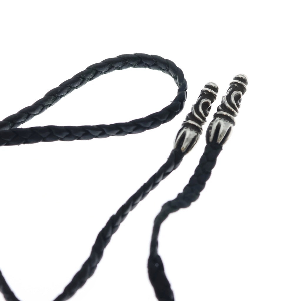 CHROME HEARTS(クロムハーツ) LEATHER BRAID SCROLL ネックレス レザーブレイドネックレス ブラック/シルバー BCA377 レディース