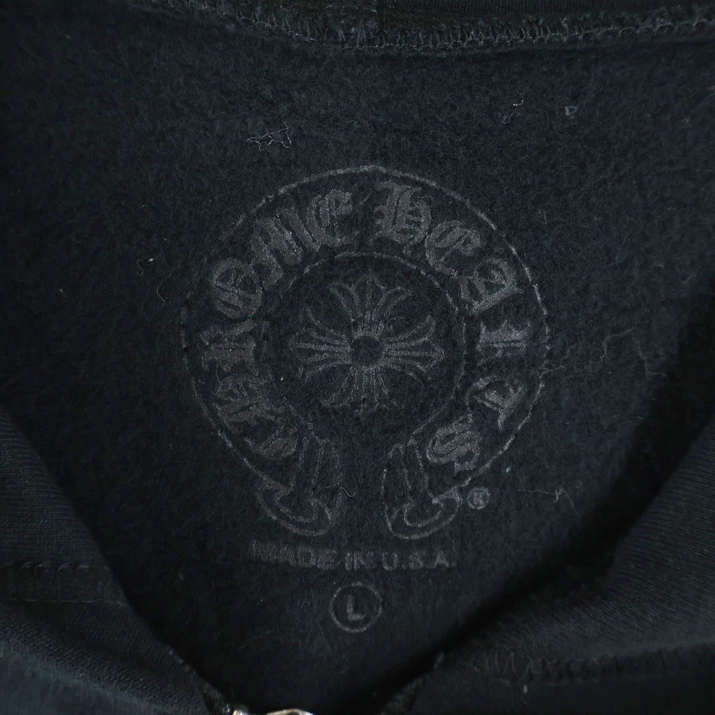 CHROME HEARTS(クロムハーツ) SWTSHRT THRML HD ZIP 袖ロゴプリントジップアップパーカー ブラック