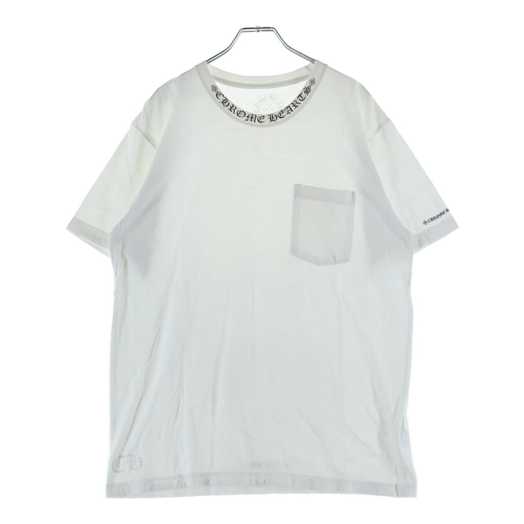 CHROME HEARTS(クロムハーツ) Neck Logo S/S Tee ネックロゴプリント クルーネック 半袖Tシャツ カットソー ホワイト