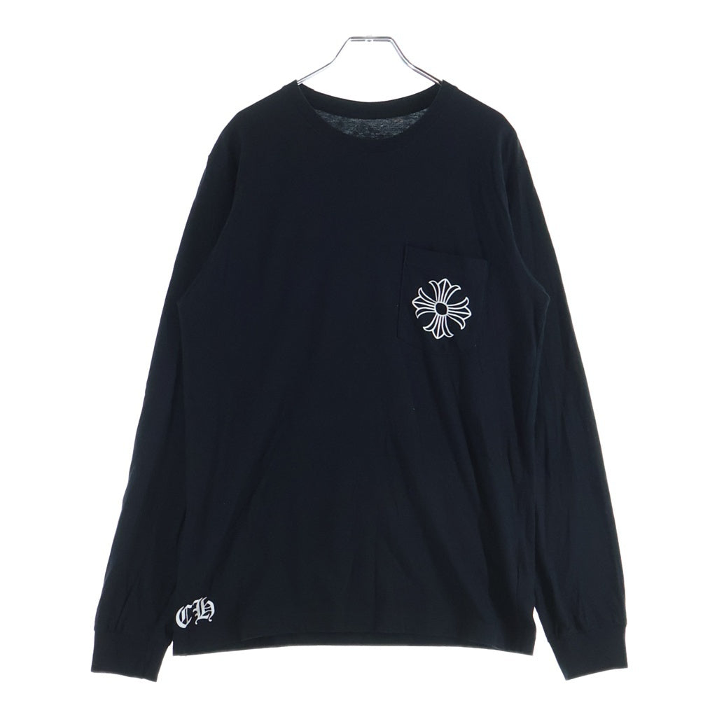 CHROME HEARTS(クロムハーツ) CH PLS L/S TEE CHプラス バックロゴプリント ロングスリーブ 長袖 ポケットTシャツ カットソー ブラック