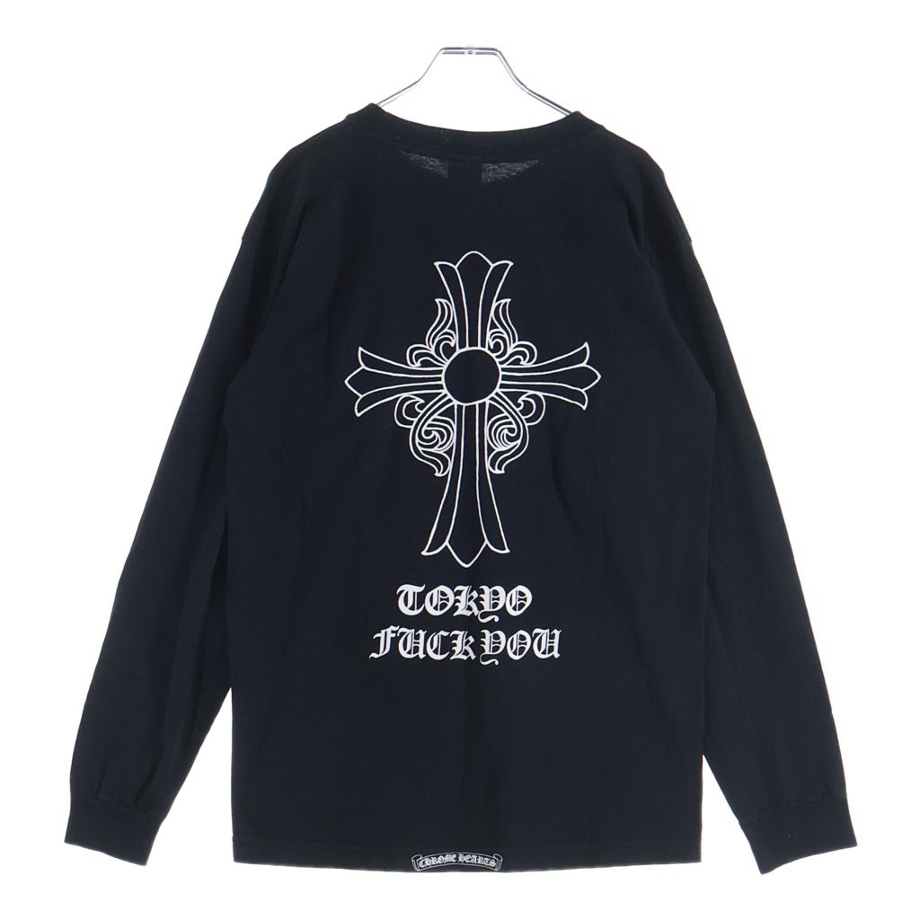 CHROME HEARTS(クロムハーツ) OLD CH T-SHIRT 東京限定 ファックユー バックフローラル フロントホースシュープリント クルーネック 長袖Tシャツ カットソー ブラック
