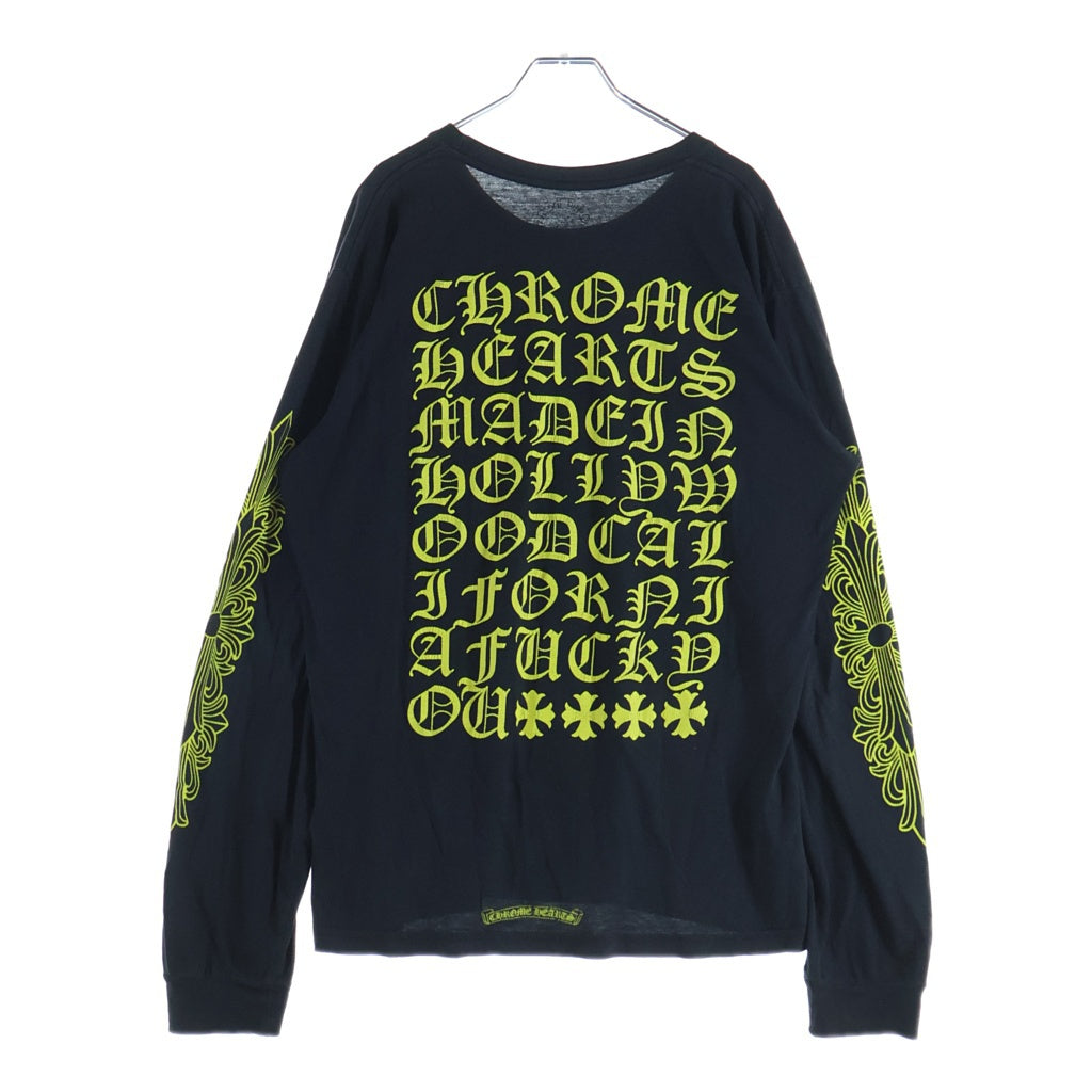 CHROME HEARTS(クロムハーツ) Made In Hollywood L/S Tee メイドインハリウッド アームフローラルクロス 長袖Tシャツ カットソー ブラック/イエロー
