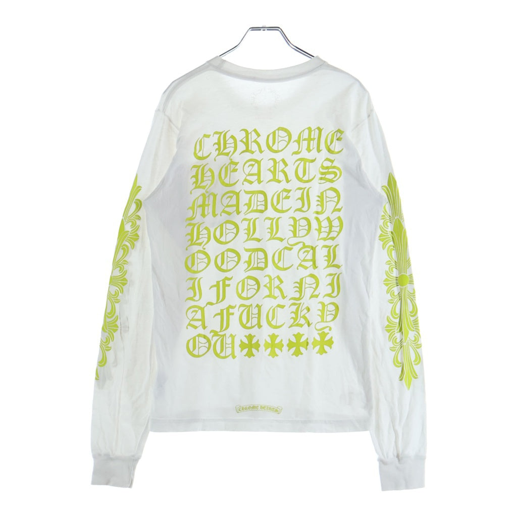 CHROME HEARTS(クロムハーツ) Made In Hollywood L/S Tee メイドインハリウッド アームフローラルクロス 長袖Tシャツ カットソー ホワイト/イエロー