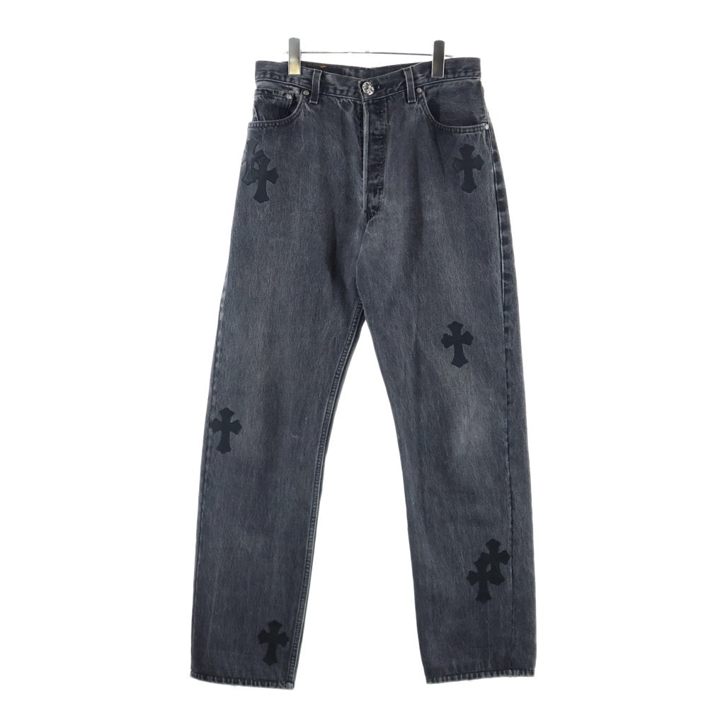 Levi's クロスパッチ　デニムパンツ　早い者勝ち CHROME HEARTS(クロムハーツ) ×501 VNTG LEATHER CROSS PATCH JEANS