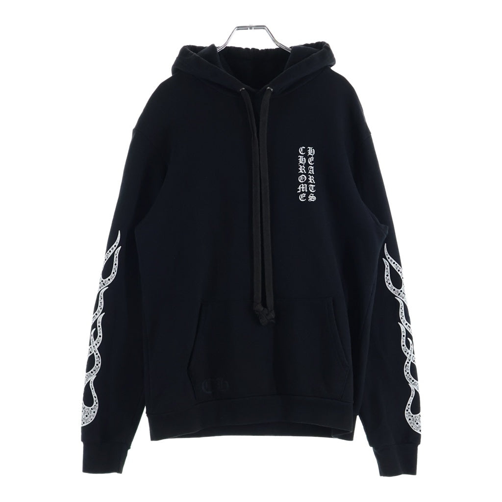 CHROME HEARTS(クロムハーツ) SWTSHRT PLVR ファイヤーパターンプルオーバースウェットパーカー フーディ ブラック