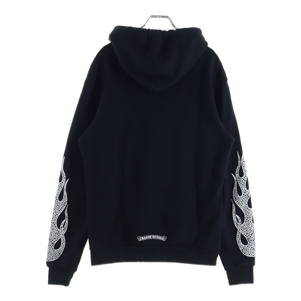 CHROME HEARTS(クロムハーツ) SWTSHRT PLVR ファイヤーパターンプルオーバースウェットパーカー フーディ ブラック