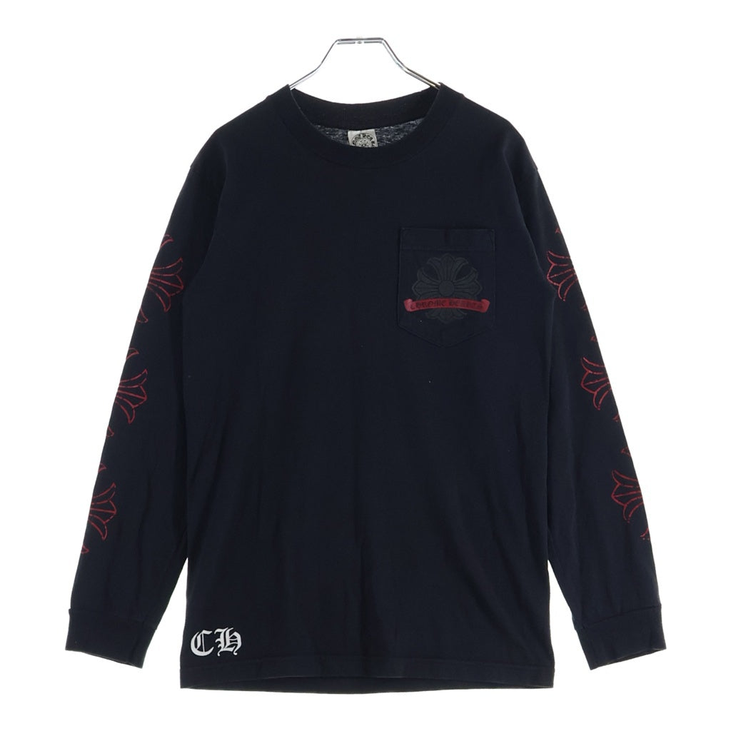 CHROME HEARTS(クロムハーツ) OLD CH L S 1 バックホースシュープリント 長袖Tシャツ カットソー ブラック/レッド