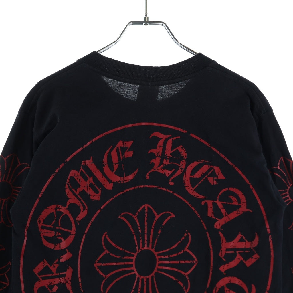 CHROME HEARTS(クロムハーツ) OLD CH L S 1 バックホースシュープリント 長袖Tシャツ カットソー ブラック/レッド
