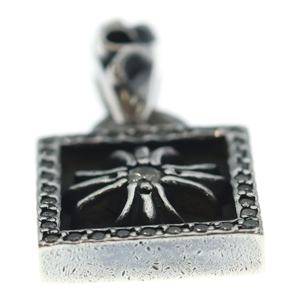 CHROME HEARTS(クロムハーツ) FRAMED CH PLUS P D フレームドCHプラス アフターPAVEダイヤ チャーム シルバーネックレストップ