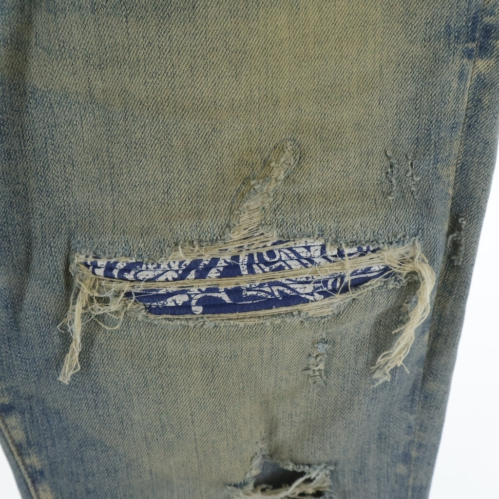 AMIRI(アミリ) Bandana Patch Jeans バンダナパッチ ダメージスキニージーンズ デニムパンツ インディゴ