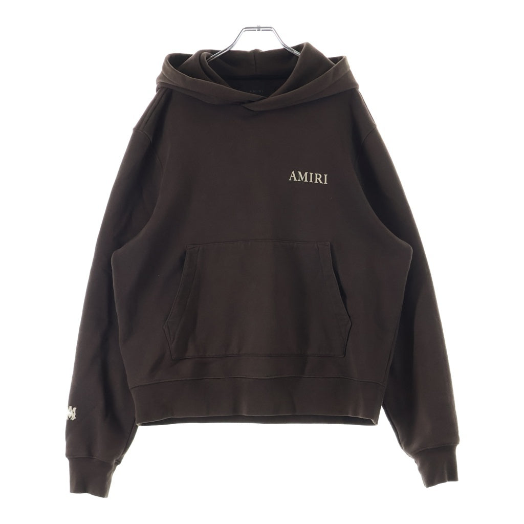 AMIRI(アミリ) Logo Print Cropped Pullover Hoodie SR3GU0031SMRSTH1 ロゴプリントフーディ スウェットパーカー ブラウン