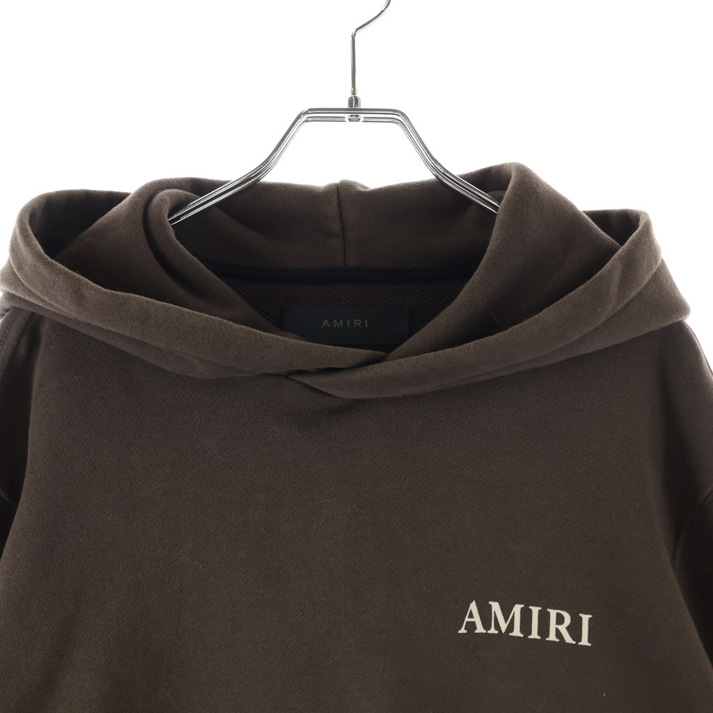 AMIRI(アミリ) Logo Print Cropped Pullover Hoodie SR3GU0031SMRSTH1 ロゴプリントフーディ スウェットパーカー ブラウン