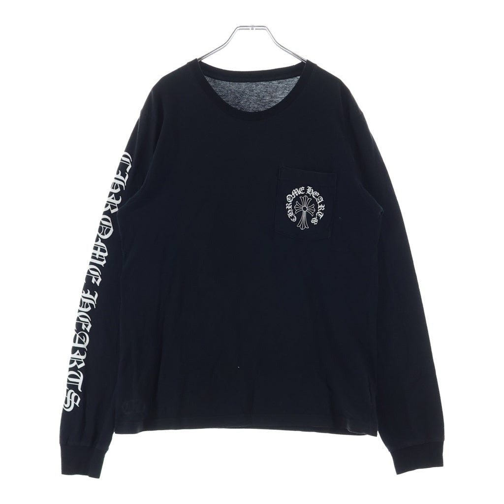 CHROME HEARTS(クロムハーツ) Back Cross Horseshoe L/S Tee バッククロス ホースシュープリント長袖Tシャツ ブラック/ホワイト
