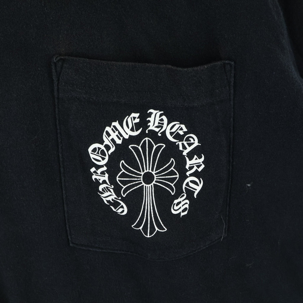 CHROME HEARTS(クロムハーツ) Back Cross Horseshoe L/S Tee バッククロス ホースシュープリント長袖Tシャツ ブラック/ホワイト