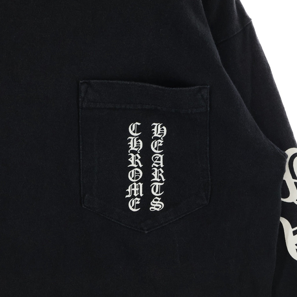 CHROME HEARTS(クロムハーツ) OLD CH LOGO L/S TEE オールド CHロゴ バックスクロールプリント長袖Tシャツ ブラック/ホワイト