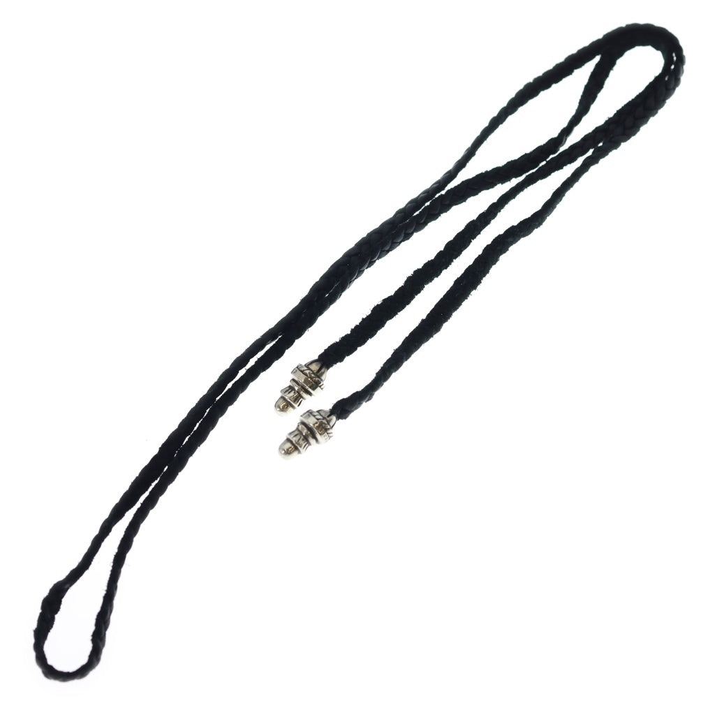 CHROME HEARTS(クロムハーツ) LEATHER BRAID ネックレス レザーブレイド ボロチップネックレス ブラック/シルバー