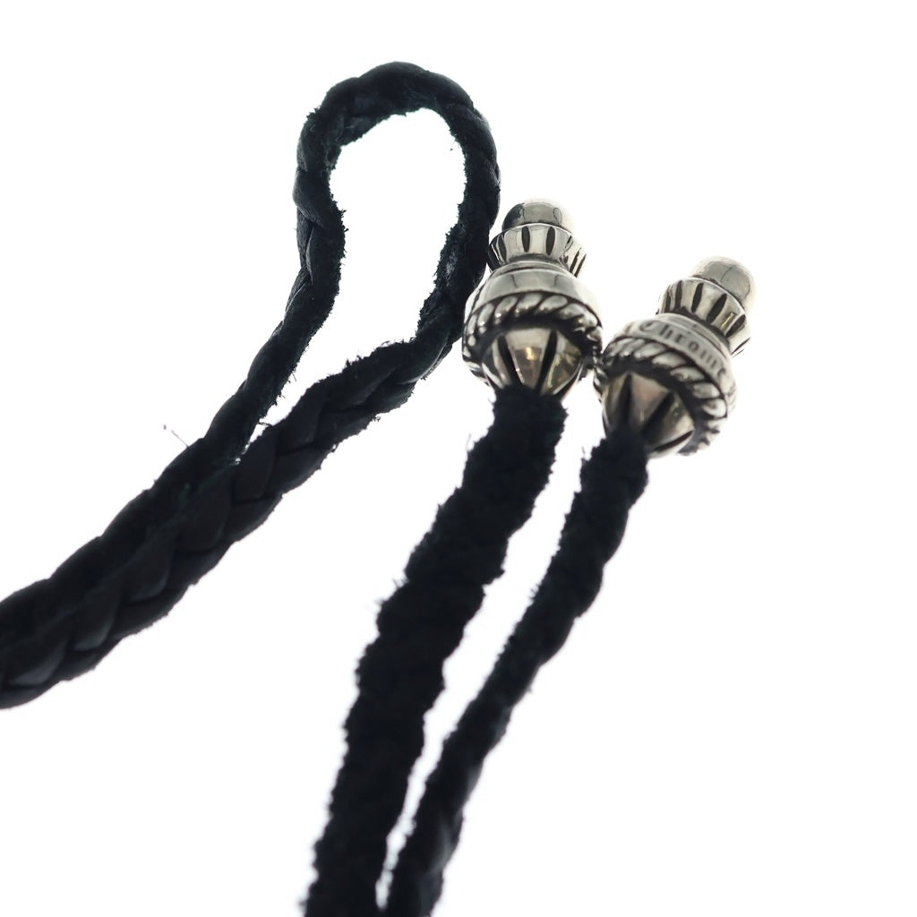 CHROME HEARTS(クロムハーツ) LEATHER BRAID ネックレス レザーブレイド ボロチップネックレス ブラック/シルバー