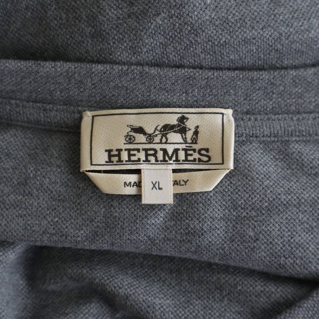 HERMES(エルメス) 25SS カシミヤ混 レザーポケットコットン半袖Tシャツ H557950HA グレー