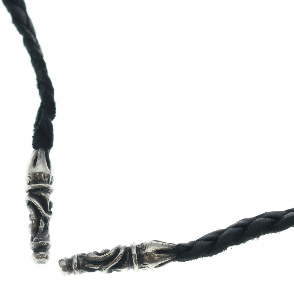 CHROME HEARTS(クロムハーツ) LEATHER BRAID SCROLL ネックレス レザーブレイドネックレス ブラック/シルバー BCA377